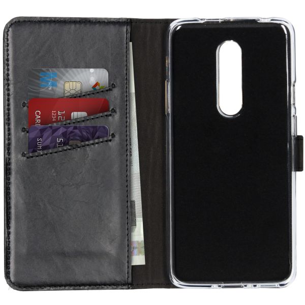 Selencia Lederen Bookcase OnePlus 7 Pro - Zwart / Schwarz / Black