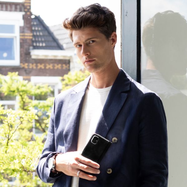 Selencia Lederen Bookcase OnePlus 7 Pro - Zwart / Schwarz / Black