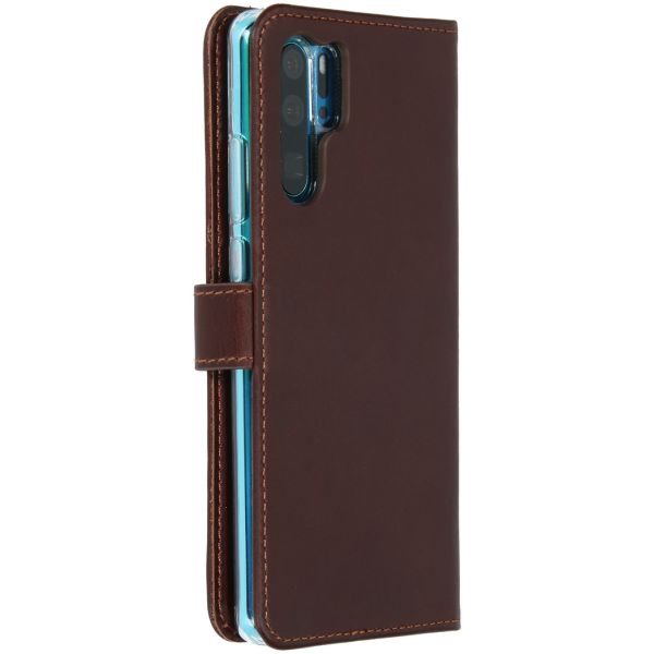 Selencia Echt Lederen Bookcase Huawei P30 Pro - Bruin / Braun  / Brown