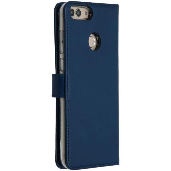 Selencia Echt Lederen Bookcase Huawei P Smart - Blauw / Blau / Blue