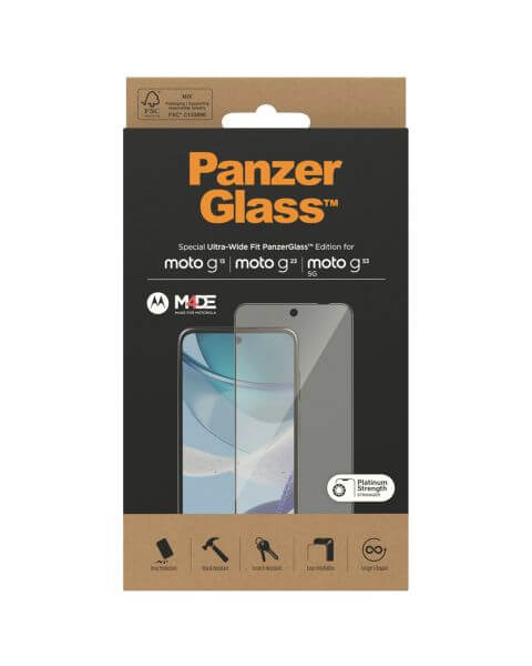 PanzerGlass Ultra-Wide Fit Anti-Bacterial Screenprotector Motorola Moto G13 / G23 / G53