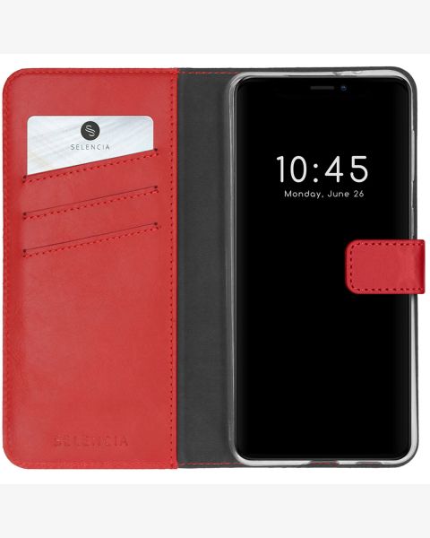 Selencia Echt Lederen Bookcase iPhone 13 - Rood / Rot / Red