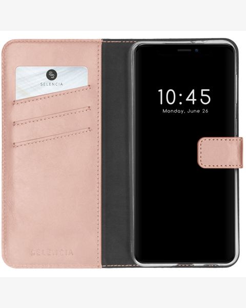 Selencia Echt Lederen Bookcase iPhone 13 Pro Max - Roze / Rosa / Pink