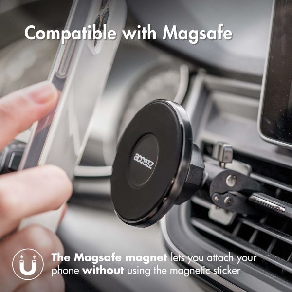 Accezz Telefoonhouder auto - MagSafe - Ventilatierooster - Magnetisch - Zwart / Schwarz / Black