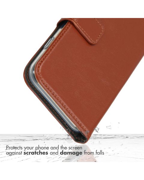 Selencia Echt Lederen Bookcase iPhone 14 Pro - Lichtbruin / Hellbraun  / Light Brown