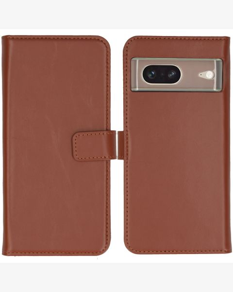 Selencia Echt Lederen Bookcase Google Pixel 7 - Lichtbruin / Hellbraun  / Light Brown