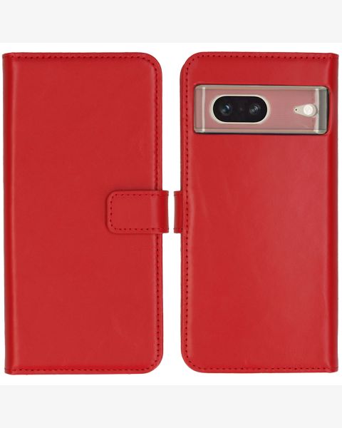 Selencia Echt Lederen Bookcase Google Pixel 7 - Rood / Rot / Red