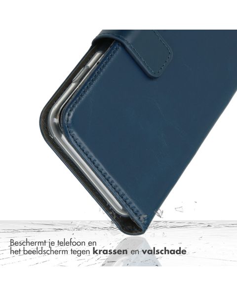 Selencia Echt Lederen Bookcase Samsung Galaxy S23 Plus - Blauw / Blau / Blue