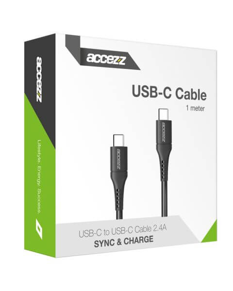 Accezz USB-C naar USB-C kabel - 1 meter - Wit / Weiß / White