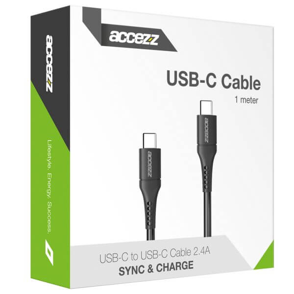 Accezz USB-C naar USB-C kabel - 1 meter - Wit / Weiß / White