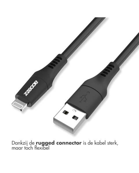 Accezz Lightning naar USB kabel - MFi certificering - 1 meter - Zwart / Schwarz / Black