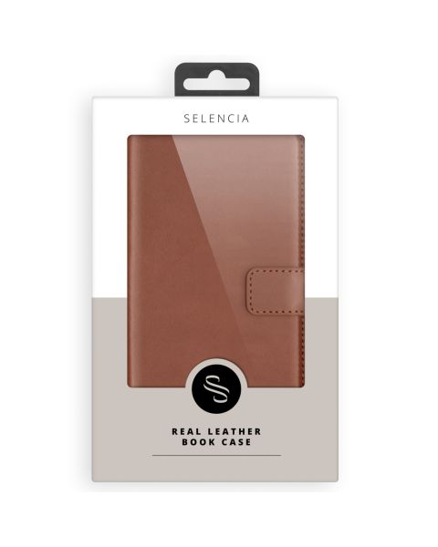 Selencia Echt Lederen Bookcase Samsung Galaxy A14 (5G) - Lichtbruin / Hellbraun  / Light Brown