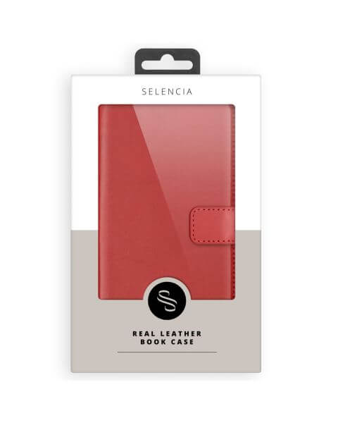 Selencia Echt Lederen Bookcase iPhone 15 - Rood / Rot / Red