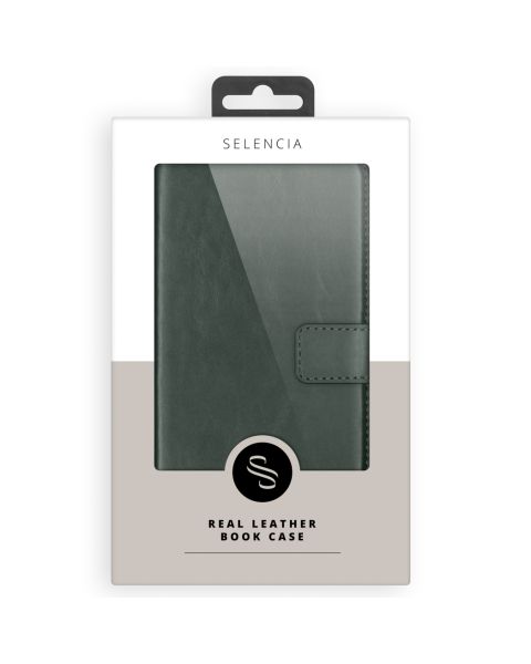 Selencia Echt Lederen Bookcase iPhone 15 Plus - Groen / Grün  / Green