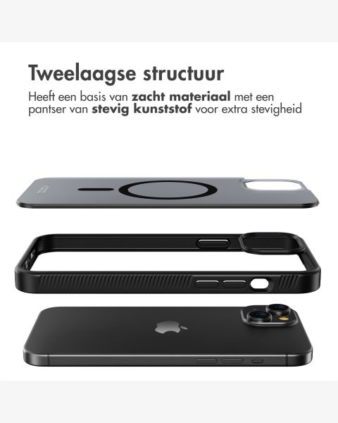 Accezz Rugged Frosted Backcover met MagSafe iPhone 15 Plus - Zwart / Schwarz / Black