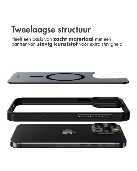Accezz Rugged Frosted Backcover met MagSafe iPhone 15 Pro Max - Zwart / Schwarz / Black