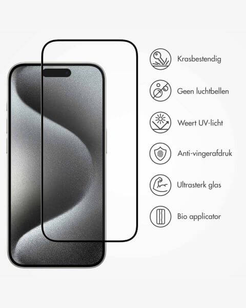 Accezz Triple Strong Full Cover Glas Screenprotector met applicator iPhone 15 - Transparant / Transparent