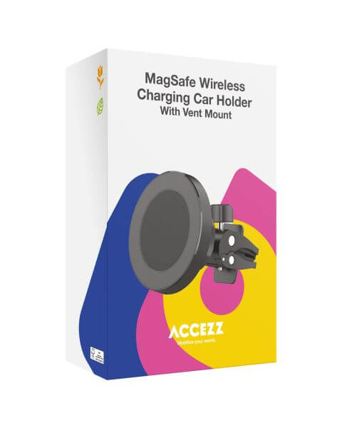 Accezz Telefoonhouder auto met Magsafe - Draadloze oplader - Ventilatierooster - Zwart / Schwarz / Black