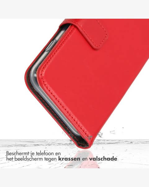 Selencia Echt Lederen Bookcase Samsung Galaxy A15 (5G/4G) - Rood / Rot / Red
