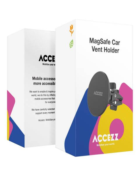 Accezz Telefoonhouder auto - MagSafe - Inclusief Magnetische Cirkel - Ventilatierooster - Zwart / Schwarz / Black