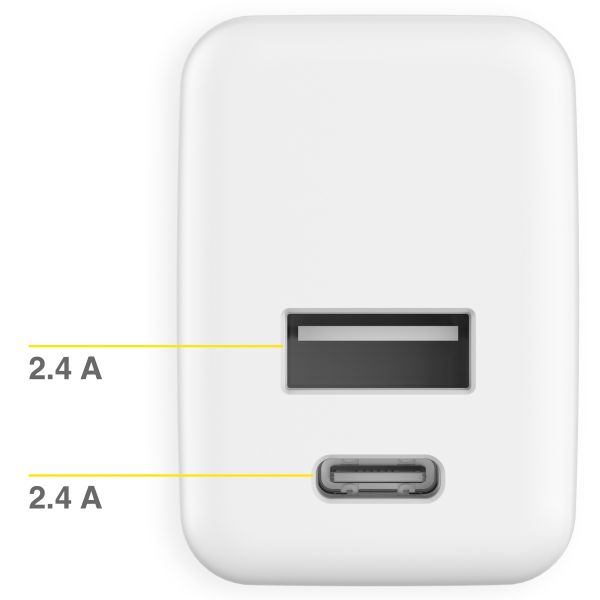 Accezz Wall Charger - Oplader - USB-C en USB aansluiting - Power Delivery - 20 Watt - White