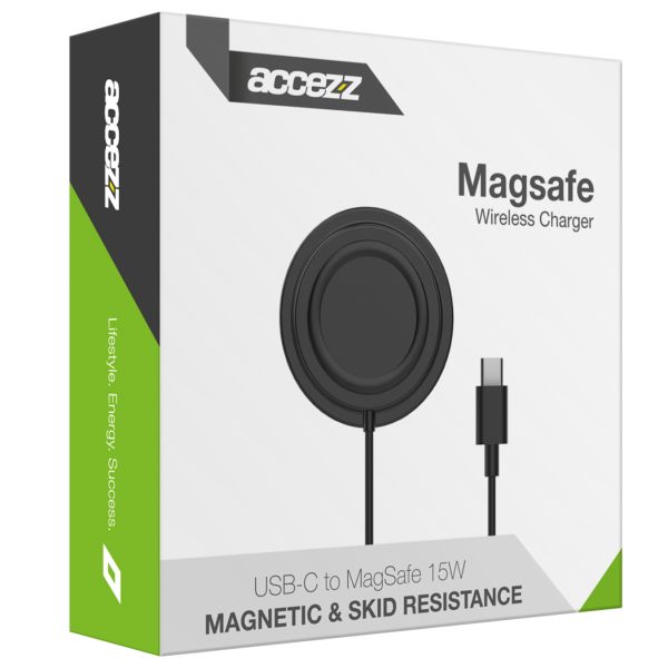 Accezz MagSafe Wireless Charger naar USB-C kabel - MagSafe oplader - Anti Slip - Zwart / Schwarz / Black
