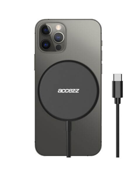 Accezz MagSafe Wireless Charger - MagSafe oplader met USB-C aansluiting - 15 Watt - Zwart / Schwarz / Black