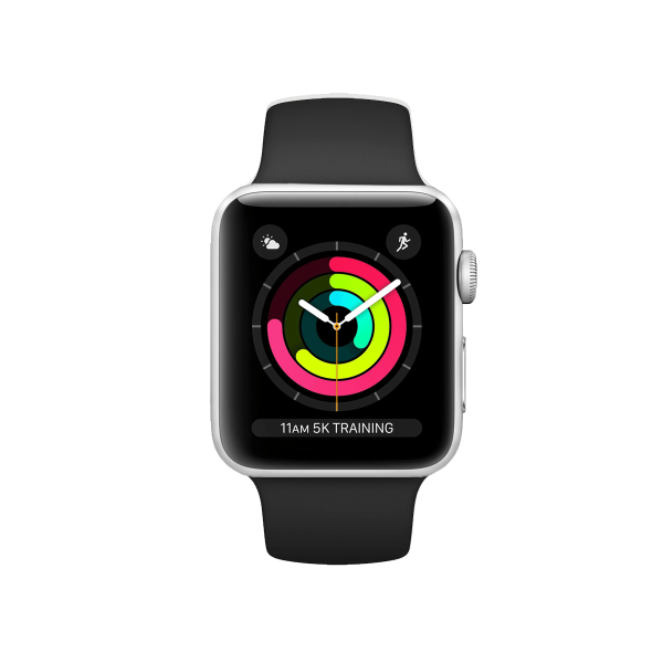 Apple Watch Series 3 | 38mm | Aluminium Case Zilver | Zwart sportbandje | GPS | WiFi