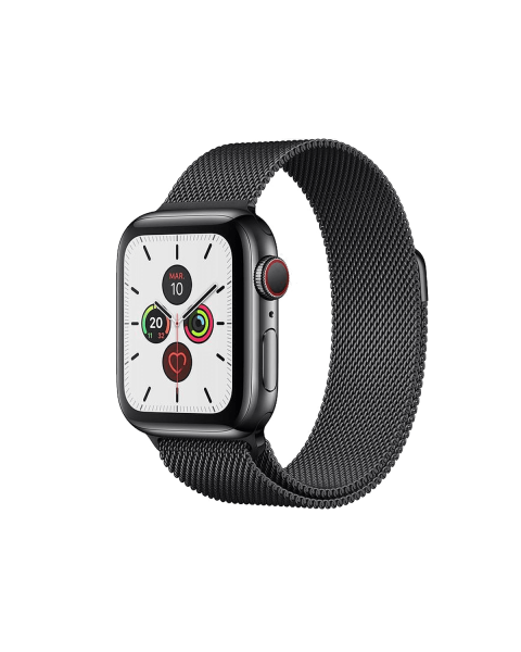 Refurbished Apple Watch Series 5 | 40mm | Stainless Steel Case Zwart | Grafiet Milanees bandje | GPS | WiFi + 4G