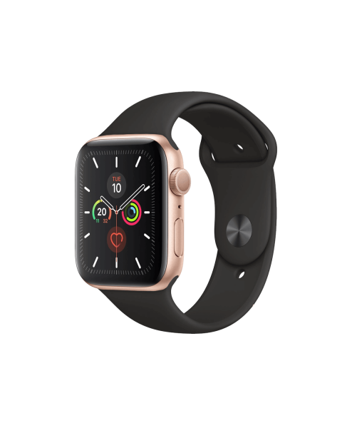 Apple Watch Series 5 | 44mm | Aluminium Case Goud | Zwart sportbandje | GPS | WiFi