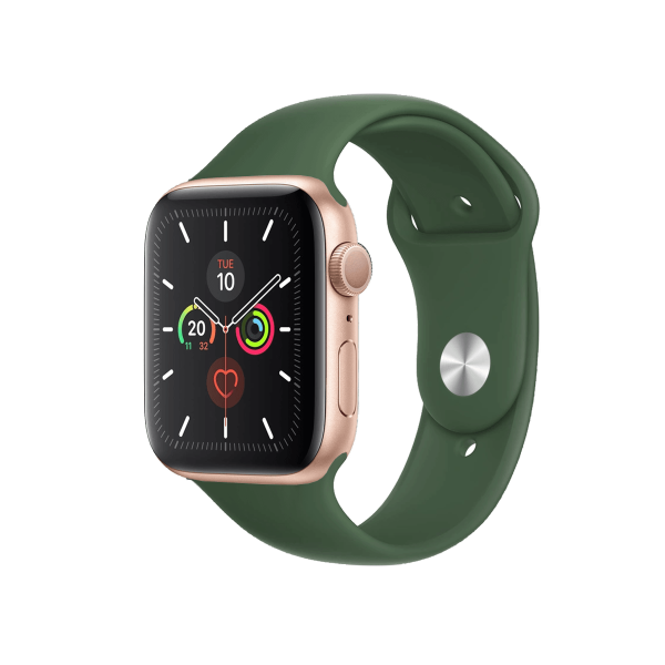 Apple Watch Series 5 | 44mm | Aluminium Case Goud | Groen sportbandje | GPS | WiFi