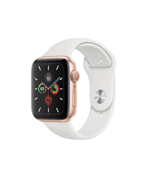 Apple Watch Series 5 | 44mm | Aluminium Case Goud | Wit sportbandje | GPS | WiFi + 4G