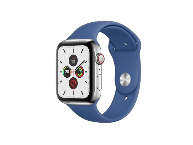 Apple Watch Series 5 | 44mm | Stainless Steel Case Zilver | Delft Blauw sportbandje | GPS | WiFi + 4G B-grade