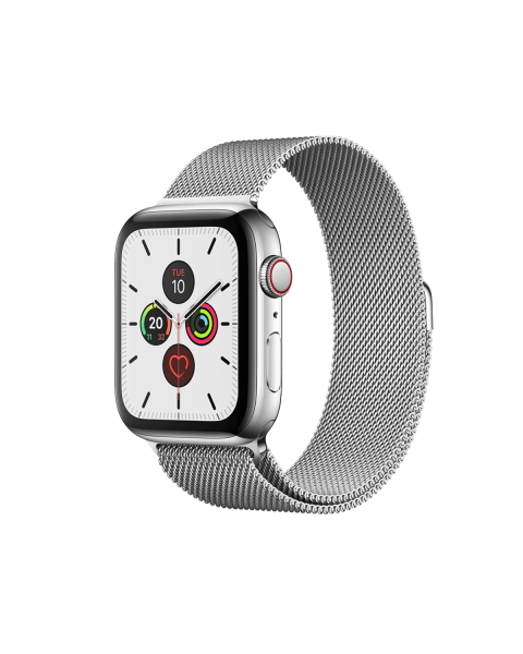 Apple Watch Series 5 | 44mm | Stainless Steel Case Zilver | Zilver Milanees bandje | GPS | WiFi + 4G