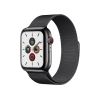 Apple Watch Series 5 | 44mm | Stainless Steel Case Zwart | Zwart Milanees bandje | GPS | WiFi + 4G