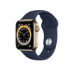 Apple Watch Series 6 | 40mm | Stainless Steel Case Goud | Deep Navy sportbandje | GPS | WiFi + 4G | W1