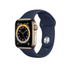 Apple Watch Series 6 | 40mm | Stainless Steel Case Goud | Deep Navy sportbandje | GPS | WiFi + 4G