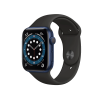 Apple Watch Series 6 | 44mm | Aluminium Case Blauw | Zwart sportbandje | GPS | WiFi + 4G