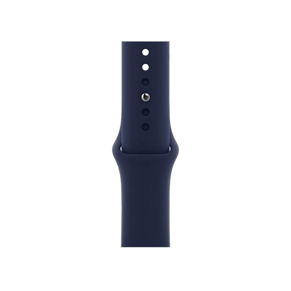 Apple Watch Series 6 | 44mm | Stainless Steel Case Zilver | Middernacht Blauw sportbandje | GPS | WiFi + 4G