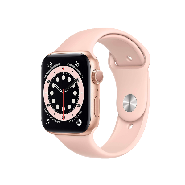 Apple Watch series 6 | 44mm |  Aluminium Case Goud | Roze sportbandje | GPS | WiFi