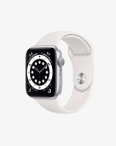 Apple Watch Series 6 | 44mm | Aluminium Case Zilver | Wit sportbandje | GPS | WiFi