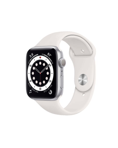 Apple Watch Series 6 | 44mm | Aluminium Case Zilver | Wit sportbandje | GPS | WiFi + 4G