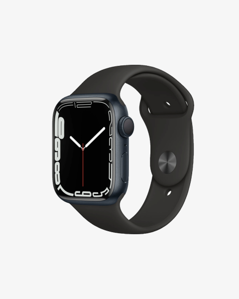 Apple Watch Series 7 | 41mm | Aluminium Case Middernacht Blauw | Zwart sportbandje | GPS | WiFi