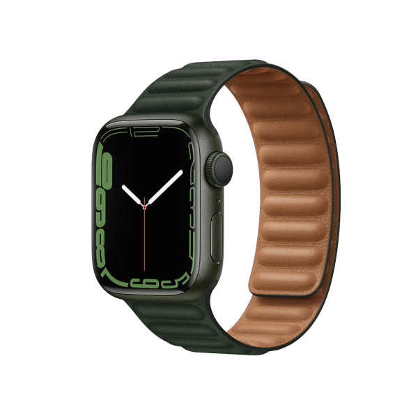 Apple Watch Series 7 | 41mm | Aluminium Case Groen | Groen leather link | GPS | WiFi + 4G