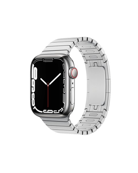 Apple Watch Series 7 | 41mm | Stainless Steel Case Zilver | Zilveren Schakelarmband | GPS | WiFi + 4G