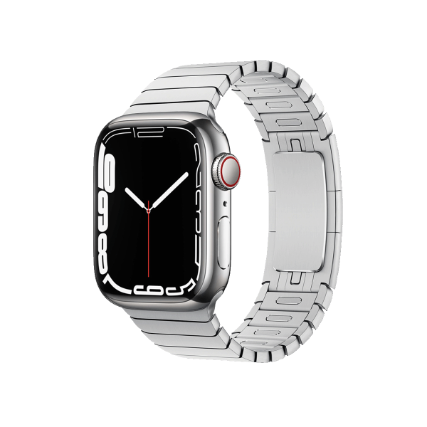 Apple Watch Series 7 | 41mm | Stainless Steel Case Zilver | Zilveren Schakelarmband | GPS | WiFi + 4G