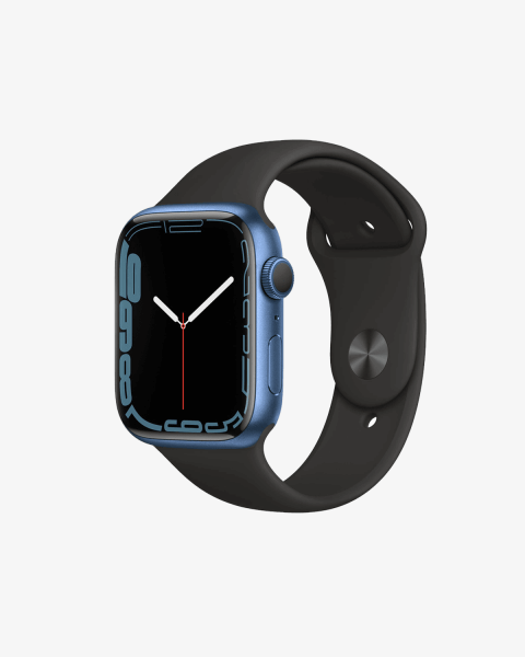 Apple Watch Series 7 | 45mm | Aluminium Case Blauw | Zwart sportbandje | GPS | WiFi + 4G