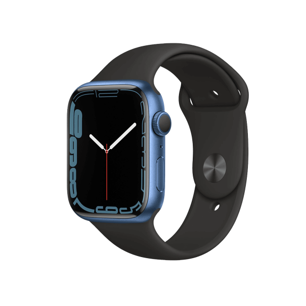 Apple Watch Series 7 | 45mm | Aluminium Case Blauw | Zwart sportbandje | GPS | WiFi + 4G