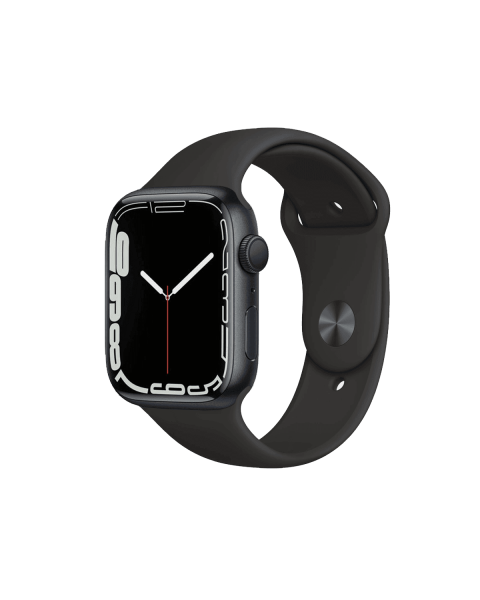 Apple Watch Series 7 | 45mm | Aluminium Case Middernacht Blauw | Zwart sportbandje | GPS | WiFi + 4G