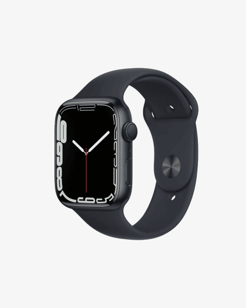 Apple Watch Series 7 | 45mm | Aluminium Case Middernacht Blauw | Middernacht Blauw sportbandje | GPS | WiFi + 4G